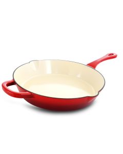 Crock-Pot Artisan 12 Inch Enameled Cast Iron Skillet in Scarlet Red