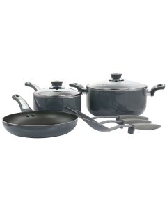 Oster Legacy 8 Piece Aluminum Nonstick Cookware Set in Gray