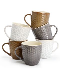 Elama Honeycomb 6-Piece 15 oz. Mug Set, Assorted Colors