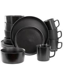 Elama Luxmatte Black 16 Piece Dinnerware Set