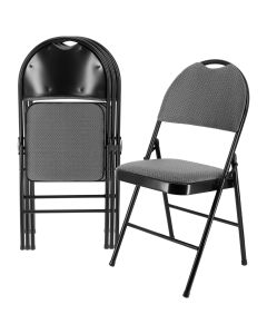 Elama 4 Piece Metal Folding Chair with Padded Seats and Top Handle in Gray