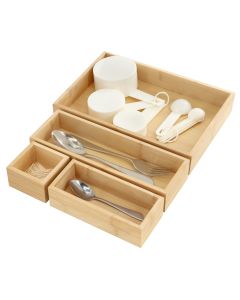 MegaChef 4 Piece Bamboo Storage and Organization Trays