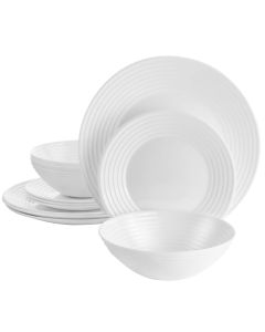Gibson Ultra Patio 12 Piece Tempered Opal Glass Dinnerware Set in White